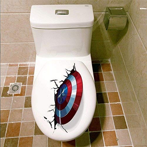 Superhero Shield Inspired 3D Toilet Vinyl Decal Also for use on Walls/Cars/Tablets