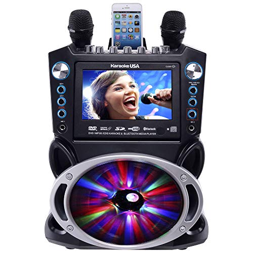 Karaoke USA GF842 DVD/CDG/MP3G Karaoke Machine with 7' TFT Color Screen, Record, Bluetooth and LED Sync Lights