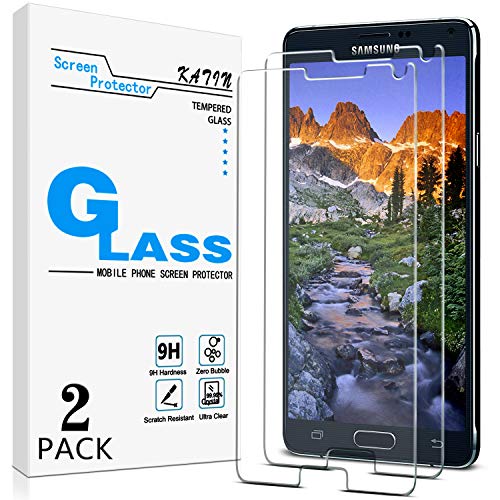 KATIN Galaxy Note 4 Screen Protector - [2-Pack] For Samsung Galaxy Note 4 Tempered Glass Bubble free, 9H Hardness with Lifetime Replacement Warranty