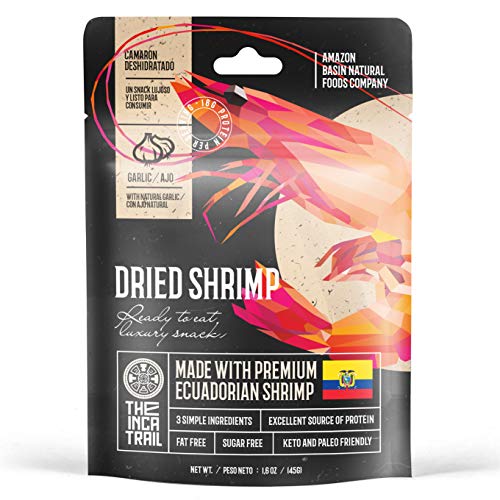 The Inca Trail Dried Shrimp – Healthy Dried Shrimp Snacks – Exquisite Taste Seafood Snack – Exclusive and Rare Ecuadorian Dried Shrimp – 1.6oz Pack of Dried Seafood Snack (Garlic flavor)