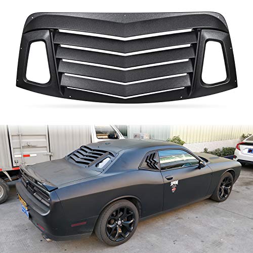 Rear Window Louvers Fit for Dodge Challenger 2008-2020 Matte Black ABS Window Visor Sun Shade Cover Vent