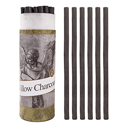 Artist Willow Vine Sketch Charcoal Sticks, Approx. 7-9mm Dia, Pack of 25