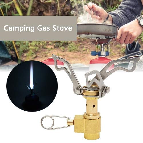 CapsA Portable Camping Stoves Backpacking Stove Mini Stainless Steel Material for Backpacking Hiking Riding Mountaineering Camping Outdoor Fold Oven Gas Stove Furnace Picnic Cooking Gas Burne (Yellow)