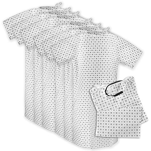 Hospital Gown (6 Pack) Cotton Blend , Useful, Fashionable Patient Gowns, Back Tie, 46' Long & 66' Wide, Fits All Sizes to 2xL Sizes Fit Comfortably - Hospital Gown (6 Pack)