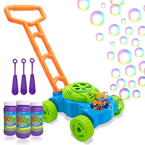 Lydaz Bubble Mower for Toddlers, Kids Bubble Blower Machine Lawn Games, Outdoor Push Toys, Christmas Birthday Gifts for Preschool Baby Boys Girls