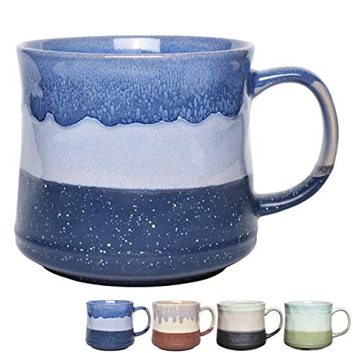 Bosmarlin Large Ceramic Coffee Mug, Big Tea Cup for Office and Home, 21 Oz, Dishwasher and Microwave Safe, 1 PCS (Blue)