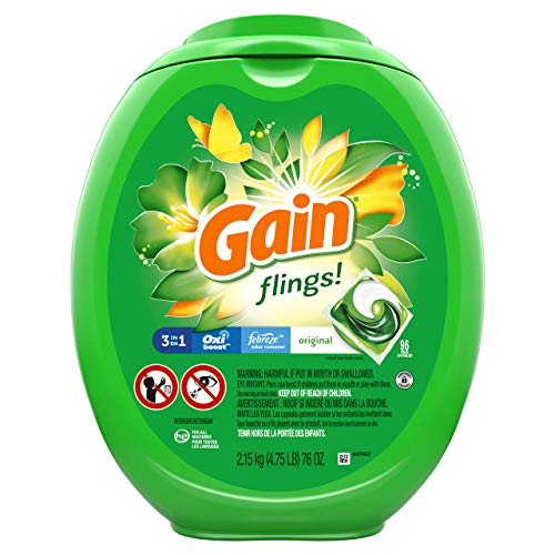 Gain flings! Liquid Laundry Detergent Pacs, Original Scent, HE Compatible, 96 Count