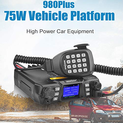 Mobile Ham Radio Transceiver Dual Band 144/430MHz VHF(75W)/UHF(50W) 200CH High Power Two Way Radio FM Amateur VHF UHF Mobile Radio ST-980Plus PC Programmable Car Radio Station SOCOTRAN Mobile Radio