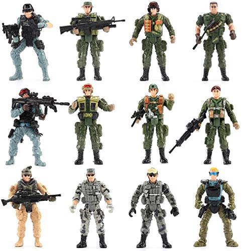 US Army Men and SWAT Team Toy Soldiers Action Figures Playset with Military Weapons Accessories for Kids Boys Girls,12Pcs