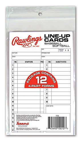 Rawlings System-17 Line-Up Cards (12 Cards)