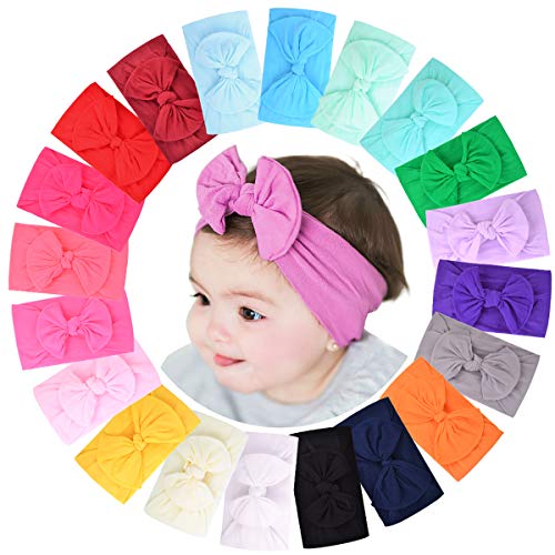 20pcs Baby Girls Nylon Headbands Turban Hair Bows Hair Band Elastic Hair Accessories for Kids Toddlers Infants Newborn