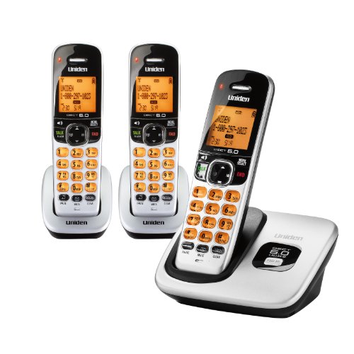 D1760-3 DECT 6.0 Expandable Cordless Phone with Caller ID, Silver, 3 Handsets