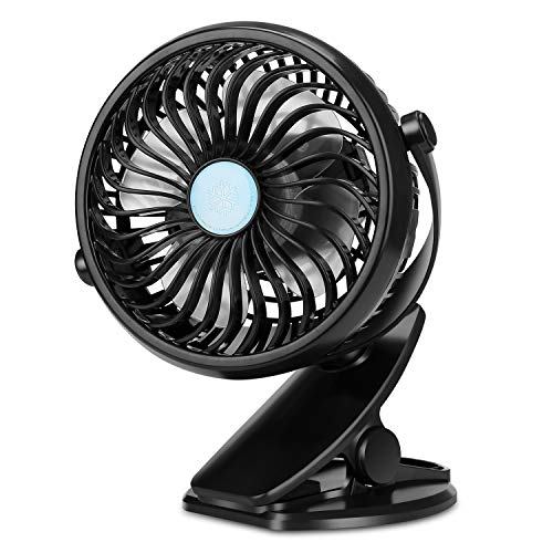 TriPole Clip On Fan Stroller Fan Battery Operated Portable Fan Stepless Speed 360 Degree Rotation Small Desk Fan with Strong Clamp Personal Table Fan for Baby Crib Treadmill Car