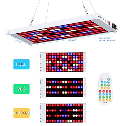 Led Grow Light,300W 98 Led Growing Lamp Remote Control and time Setting dimmable Full Spectrum Indoor Plants Seedling Greenhouse Hydroponic Plants from Seeding to Harvest, Multiple Panels Can Be Conn