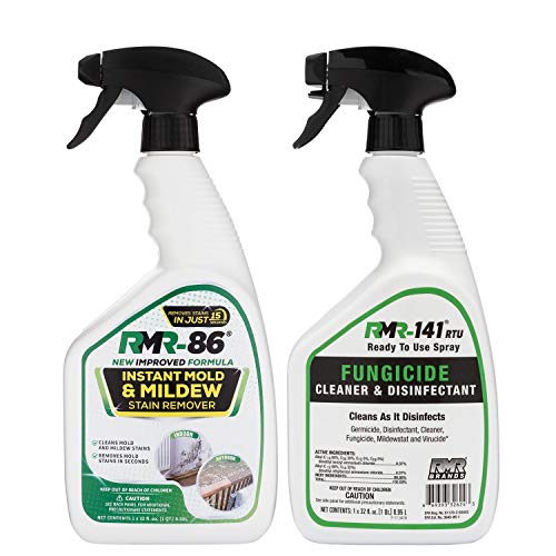 RMR Brands Complete Mold Killer & Stain Remover Bundle - Mold and Mildew Prevention Kit, Disinfectant Spray, Bathroom Cleaner, Includes 2-32 Ounce Bottles