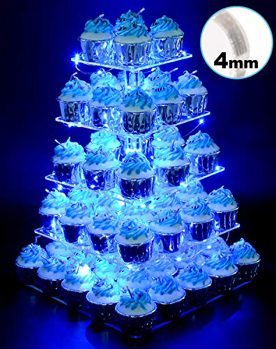 Vdomus Pastry Stand 5 Tier Acrylic Cupcake Display Stand with LED String Lights Dessert Tree Tower for Birthday/Wedding Party
