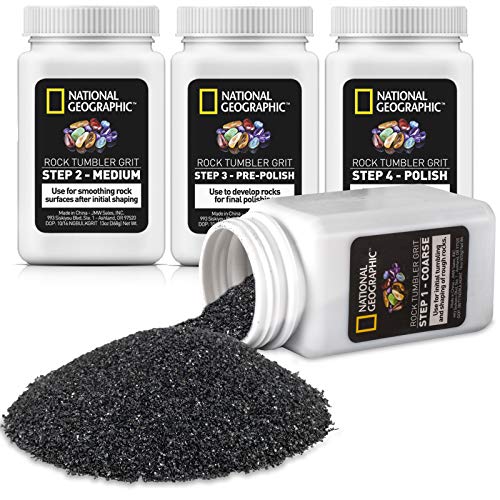 NATIONAL GEOGRAPHIC Rock Tumbler Grit - 3.28 Pounds Rock Polishing Grit Media, Works with any Rock Tumbler, Rock Polisher, Stone Polisher, Polishes 8-10 Pounds of Rocks
