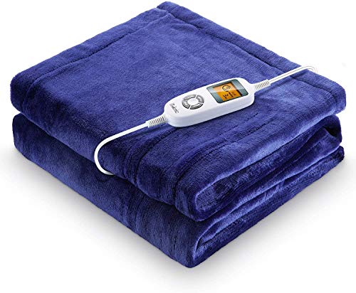 Heated Blanket, iTeknic Electric Blanket Throw 60'x 50', 10 Fast Heating Levels, 1/2/3 Hours Auto Off, ETL Certification, Machine Washable, Overheating Protection, Flannel Heating Blanket Home Office