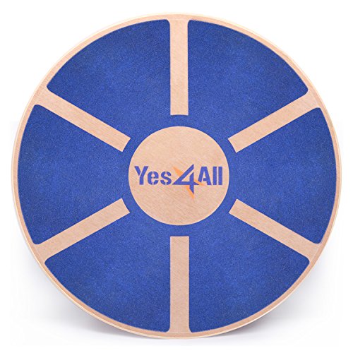 Yes4All Wooden Wobble Balance Board – Exercise Balance Stability Trainer 15.75 inch Diameter - Blue - ²L6CJZ