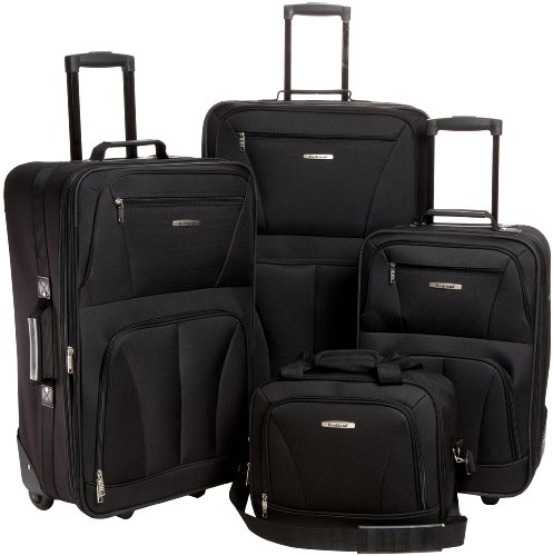 Rockland Journey Softside Upright Luggage Set, Black, 4-Piece (14/19/24/28)