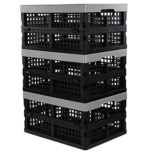 Jekiyo 16-Liter Folding Crates Storage, Collapsible Container Plastic, Set of 3