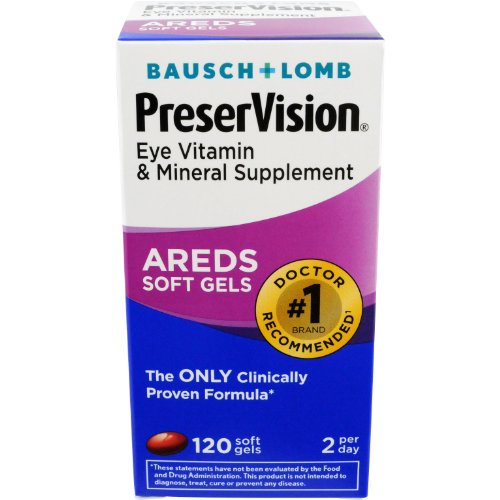 Bausch & Lomb PreserVision Eye Vitamin & Mineral Supplement, 120-Count Soft Gels