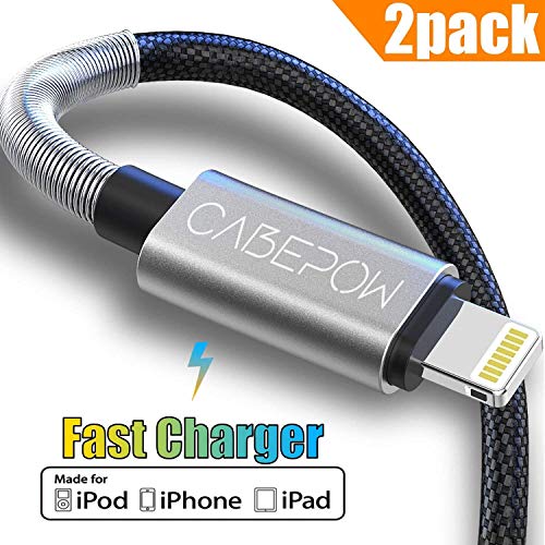 iPhone Charger, Cabepow Lightning Cable Apple MFi Certified Fast Charging Cord for iPhone 11/11 Pro / 11 Pro Max/XS/XS Max/XR/X / 8, iPad Mini, iPad Pro Air 2 and More (2Pack 3ft)