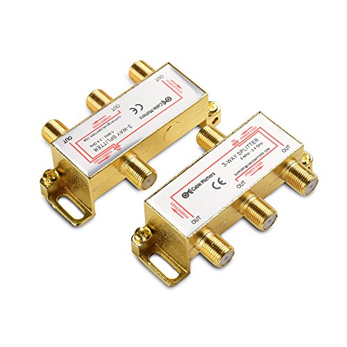 Cable Matters 2-Pack Bi-Directional 2.4 Ghz 3 Way Coaxial Cable Splitter for STB TV, Antenna and MoCA Network - All Port Power Passing - Gold Plated and Corrosion Resistant