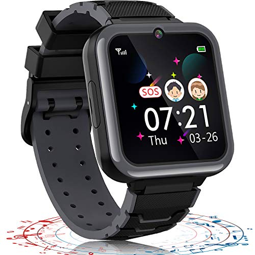 N//A Kids Smart Watch Boys Phone Camera Selfie SOS Calling Smartwatch for Kids Waterproof IPX5 Games Touch Screen Alarm Sound Recorder Music Player Calculator Flashlight 3-12 Years Old Boys and Girls