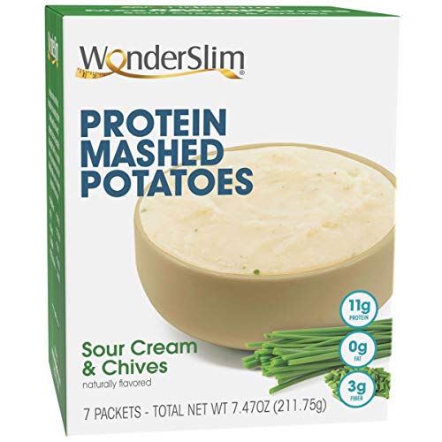 WonderSlim Sour Cream & Chives Instant Mashed Potatoes, Only 110 Calories, Packed with 11g Protein Designed for Weight Loss,