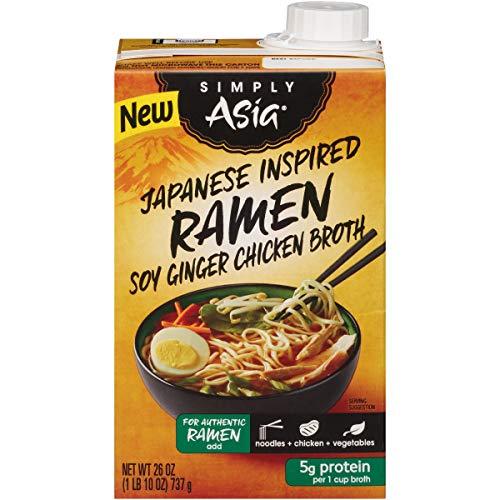 Simply Asia Japanese Inspired Ramen Soy Ginger Chicken Broth, 26 fl oz, Pack of 6