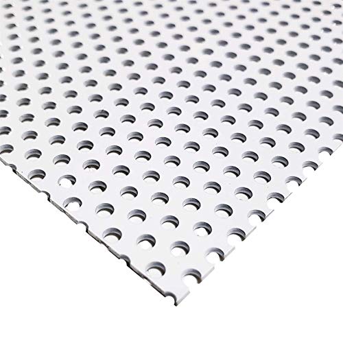Online Metal Supply White Painted Aluminum Perforated Sheet, 0.040' x 24' x 48' (1/8' Hole, 3/16' Center)