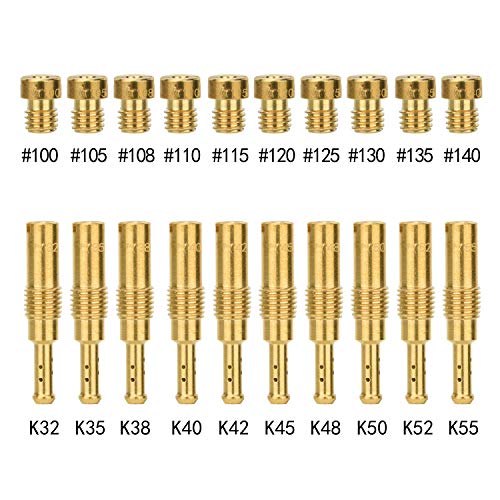 Febrytold 20Pcs Jets kit - 10Pcs Carburetor Main Jets and 10Pcs Slow Pilot Jets for PWK Keihin OKO CVK PWM