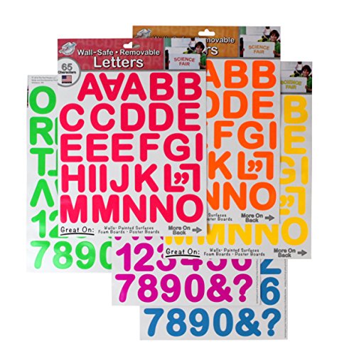 THE PEEL PEOPLE Wall-Safe Removable Letters & Numbers - Neon (390 Total Stickers)