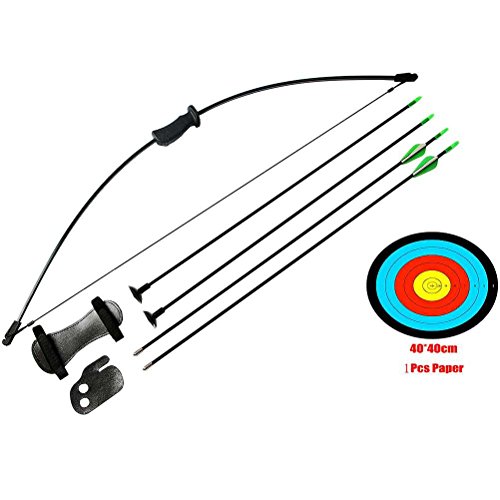 PG1ARCHERY Archery Bow and Arrow Set, Basic Takedown Practice Outdoor Game Sports Toy Gift Bow Kit with Suction Cup Arrows, Target, Arm Guard & Finger Guard for Kids Youth Children Beginners Black