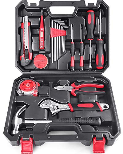 Arrinew 19pcs Household Tools Kit, Home Repair Tools Set for Homeowner with Portable Storage Case for Apartment, Garage and Dorm, High-grade Steel Perfect for Home Maintenance