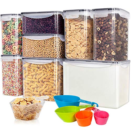 Kitsure Airtight Food Storage Containers for Pantry Organization, 8-pack Kitchen Storage Containers of Different Specifications, BPA-free Plastic Containers for Food Storage