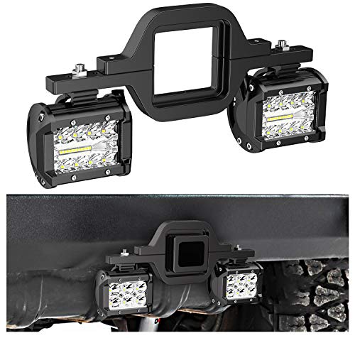 Nilight 2 PCS 4 Inch 60W Led Light Bar with 2.5 Inch Tow Hitch Mounting Brackets LED Backup Reverse Lights Rear Search Lighting for Pickup ATV SUV Truck Trailer Boatg