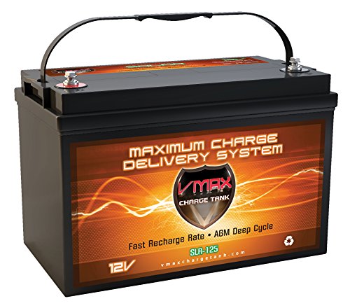 Vmaxtanks VMAXSLR125 AGM 12V 125Ah SLA Rechargeable Deep Cycle Battery for Use with Pv Solar Panels Smart chargers, Wind Turbines and Inverters and Backup Power (12 Volt 125Ah Group 31 AGM)