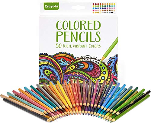 Crayola Colored Pencils, Adult Coloring, Stocking Stuffers for Teens, 50 Count