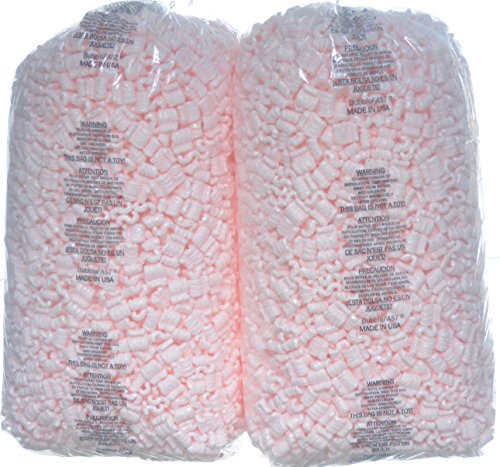 Bubblefast! Brand 7 cu ft Pink Anti Static Packing Peanuts Popcorn - (Two 3.5 cu ft Bags)