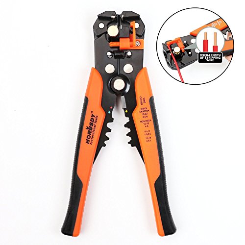 HORUSDY Wire Stripping Tool, Self-adjusting 8' Automatic Wire Stripper/Cutting Pliers Tool for Wire Stripping, Cutting, Crimping 10-24 AWG (0.2~6.0mm²)