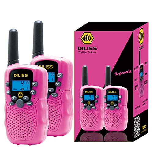 Walkie Talkies for Kids, 22 Channels FRS/GMRS Uhf Two Way Radios 4 Mile Handheld Mini Kids Walkie Talkies for Kids Best Gifts Kids Toys Built in Flashlight 2 Pack - Pink