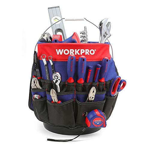 WORKPRO Bucket Tool Organizer with 51 Pockets Fits to 3.5-5 Gallon Bucket (Tools Excluded)