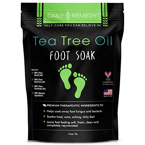 Daily Remedy Tea Tree Oil Foot Soak with Epsom Salt - Natural Bath Soaks for Toenail Fungus, Athletes Foot, Odor, Calluses & Sore Feet - Proprietary Foot Bath Solution Made in The USA - 16 Ounces