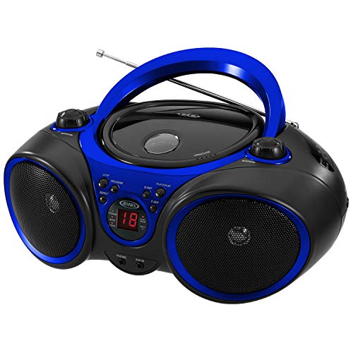 Jensen CD-490 Portable Sport Stereo CD Player with AM/FM Radio and Aux Line-in & Headphone Jack (Blue)