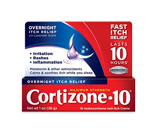 Cortizone 10 Maximum Strength Overnight Itch Relief 1 oz, Lavender Scent, 1% Hydrocortisone Anti-Itch Creme