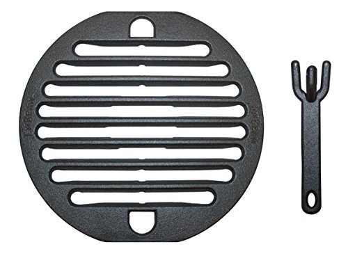 Jim Beam JB0188 10'' Cast Iron Grate with Lifter and Barbecue Smoker Grill Ac, Large, Black