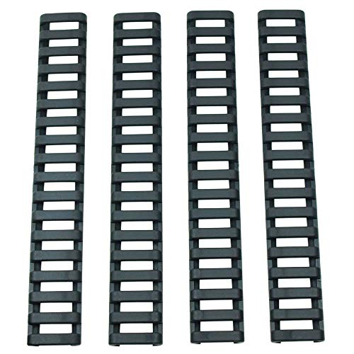 YShoot Rubber Ladder Coverage M-Lok&Keymod Enhanced Rail Panels Cover and Index Clips HeatResistant Non-Slip Combination Kit for M-Lok&Keymod Standard Systems-4 Pieces (Black)
