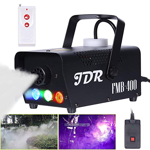 JDR Fog Machine with Controllable lights, Disinfection LED Smoke Machine(Red,Green,Blue) with Wireless and Wired Remote Control for Weddings, Parties or Environmental Disinfection,with Fuse Protection